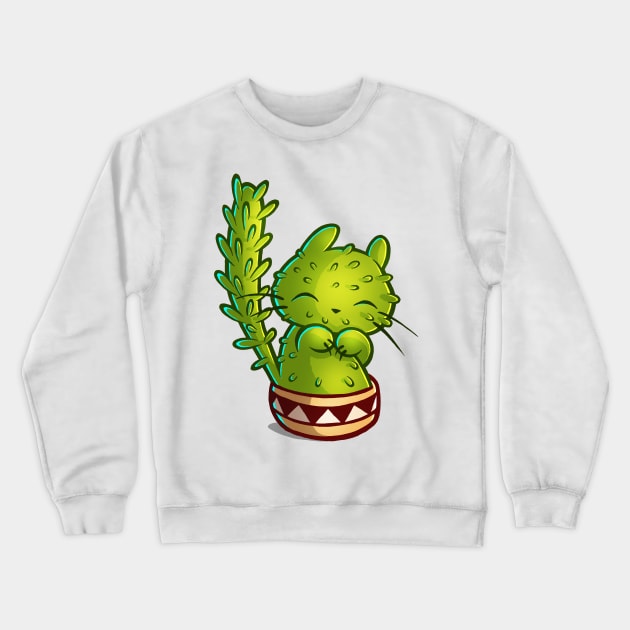 Cat-tus can be shy Crewneck Sweatshirt by RemcoBakker